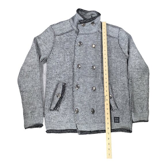 Barabas Coat Mens M Gray Pea Short Jacket Knitwear Metallic Button Logo Everyday - Picture 5 of 16